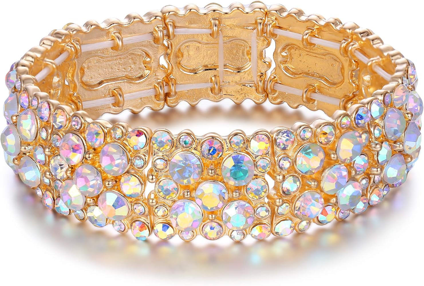 EVER FAITH Women's Round Austrian Crystal Elegant Bridal Stretch Bracelet | Amazon (US)