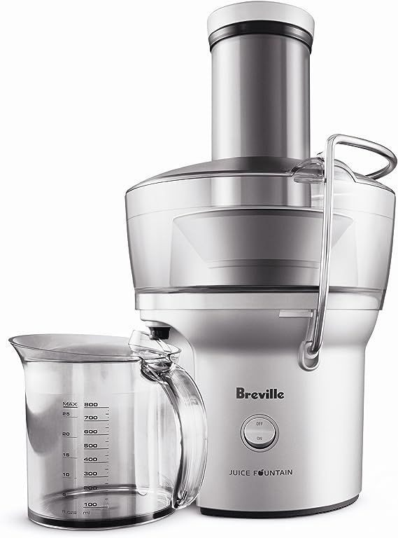 Breville BJE200XL Juice Fountain Compact, Centrifugal Juicer, Silver, 10" x 10.5" x 16" | Amazon (US)