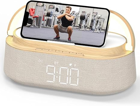 Bluetooth Speaker with Wireless Charger, FM Radio, Adjustable LED Night Light, Dual Wireless Spea... | Amazon (US)