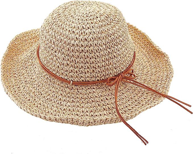 Urban CoCo Women's Wide Brim Caps Foldable Summer Beach Sun Straw Hats | Amazon (US)