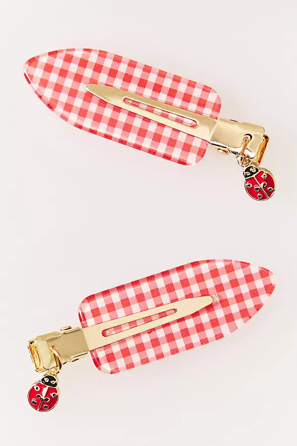 Picnic Collection Gingham Crease-Free Clips With Charm, Set of 2 | Anthropologie (US)