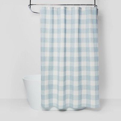 Gingham Checkered Shower Curtain Borage Blue - Threshold™ | Target