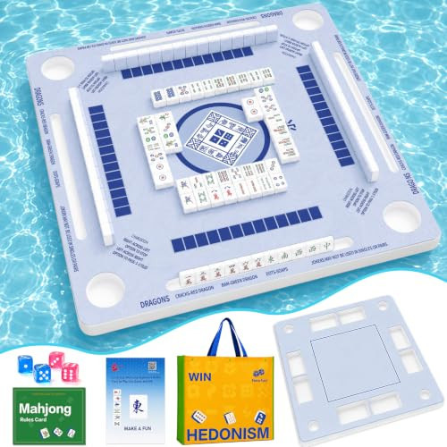 2F22E Floating Mahjong Table for Pool, Double-Sided EVA Floating Game Table for Mahjong, Cards, Dominoes & Drinks, 31.5'' Waterproof Floating Table for Pool, Hot Tub & Lake | Amazon (US)