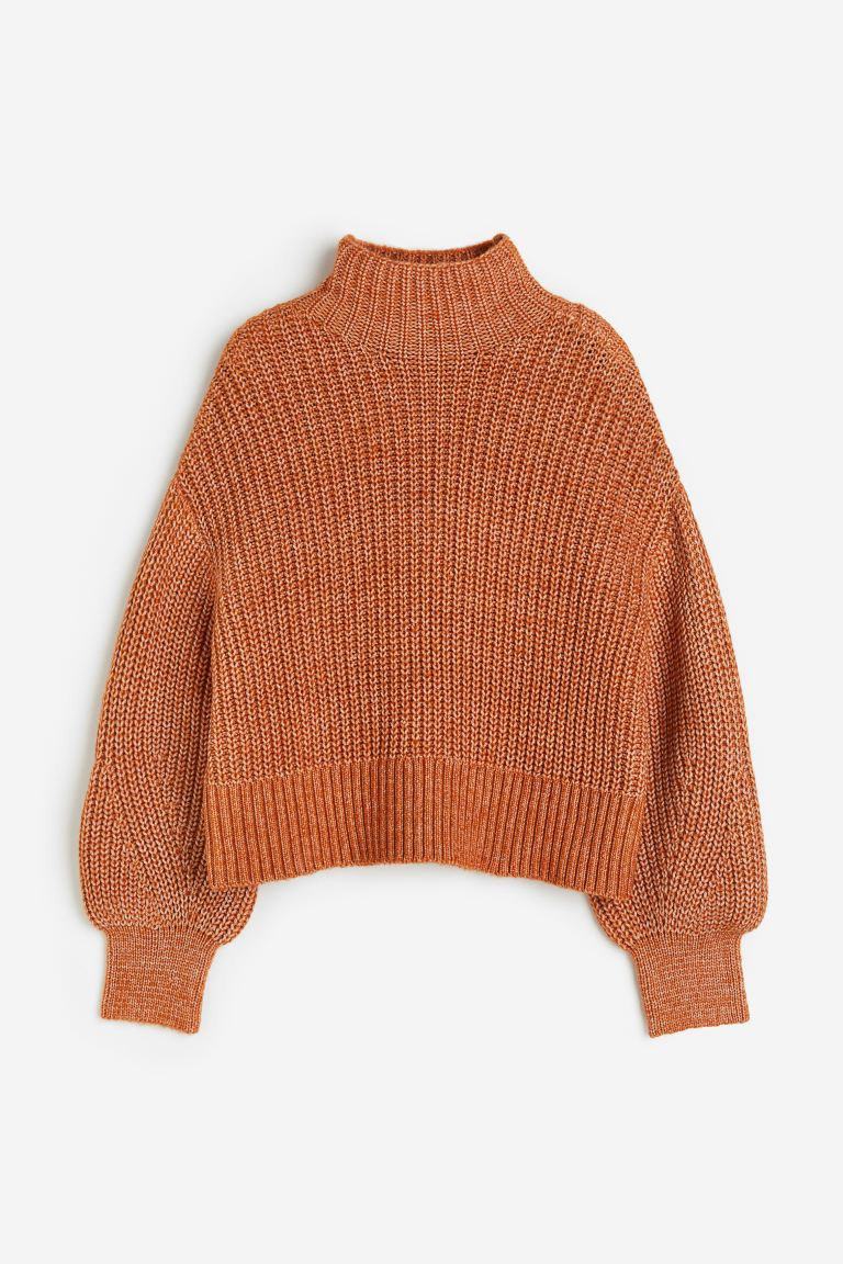 Balloon-sleeved Sweater - Rust orange - Ladies | H&M US | H&M (US + CA)