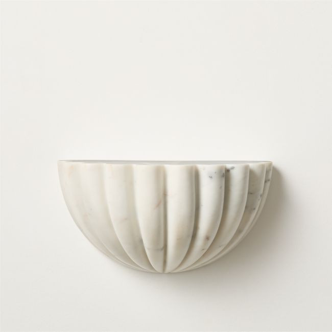 CB2 Ariel white marble wall shelf with fluted detail