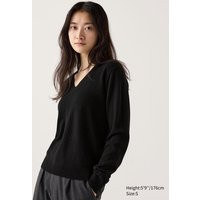 Uniqlo - 100% Cashmere V Neck Jumper - Black | UNIQLO (UK)