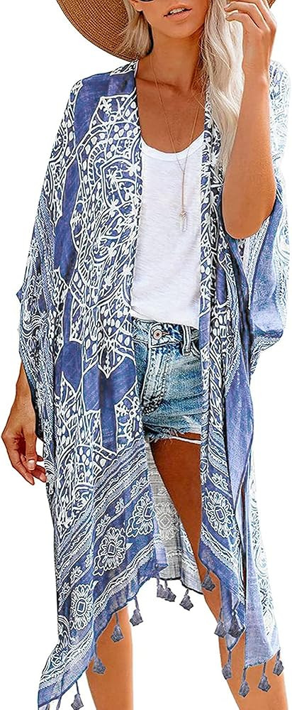 Breezy Lane Kimonos for Women Swimsuit Coverups Beach Cover Up Swimwear Cardigan Summer | Amazon (US)