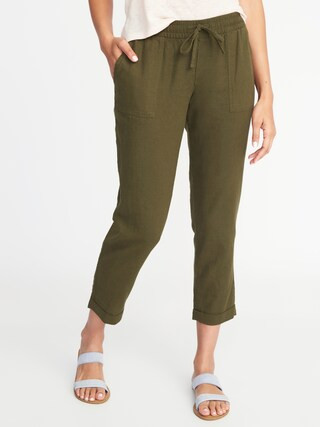 Mid-Rise Linen-Blend Cropped Pants for Women | Old Navy US