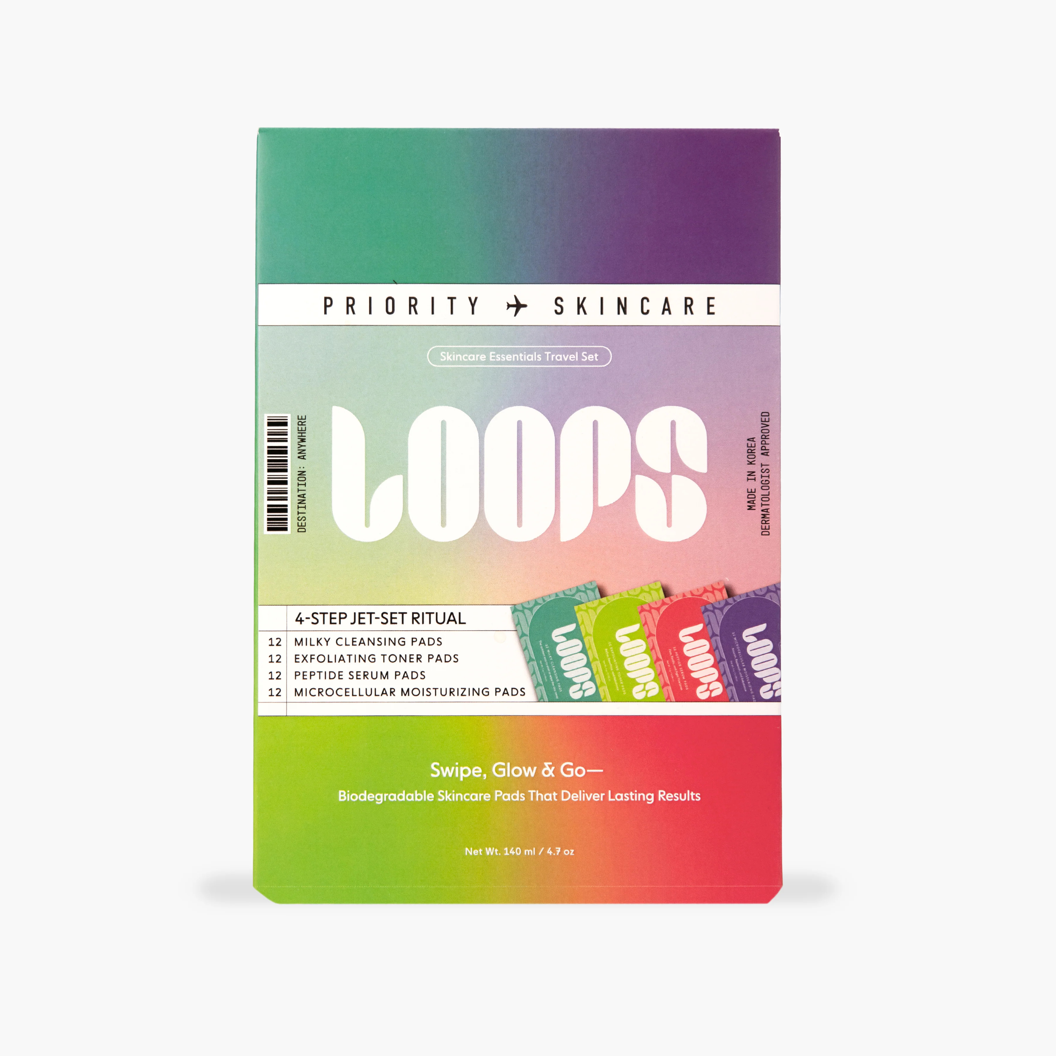 LOOPS Skincare Essentials Travel Set | Biodegradable Skincare Pads | Loops Beauty