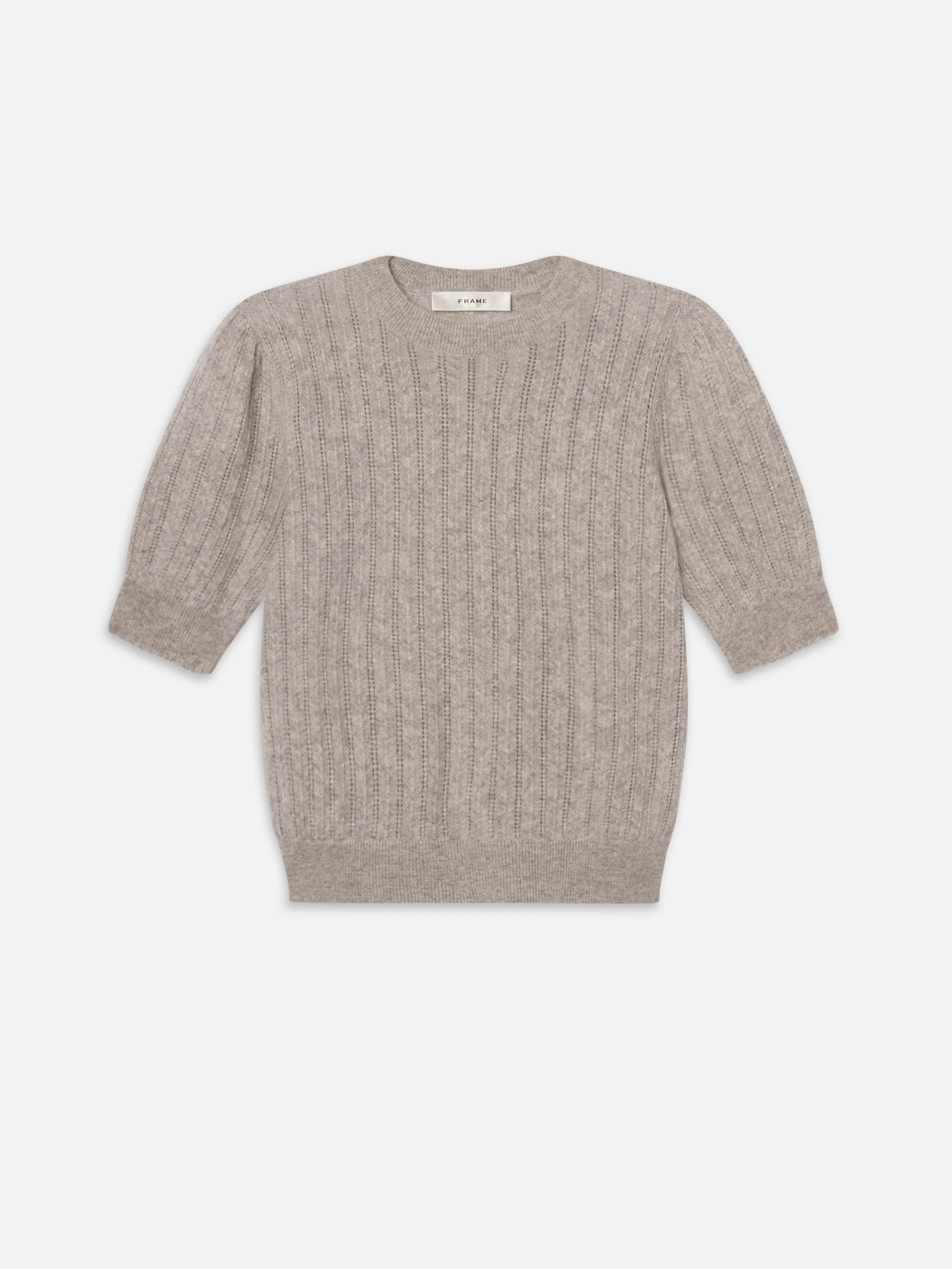 The Ladder Pointelle Sweater -- Light Heather Grey | Frame Denim