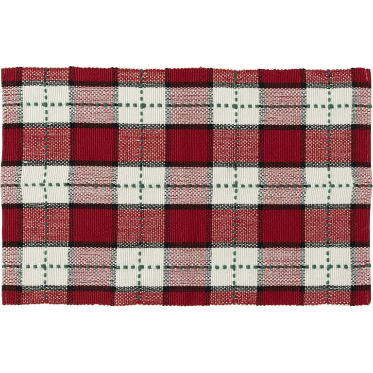 Mainstays Holiday Time Red Green Plaid Outdoor Layering Rug, 24" x 36" | Walmart (US)
