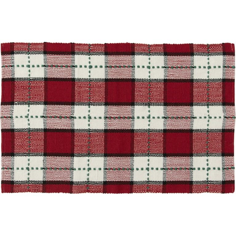 Mainstays Holiday Time Red Green Plaid Outdoor Layering Rug, 24" x 36" | Walmart (US)