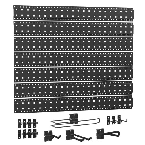 ClosetMaid ProGarage Slatwall Hang Track Kit, 33 in. W with Peg Board Hooks, Hangers, Paper Towel Holder, Garage Organizer System, Black | Amazon (US)