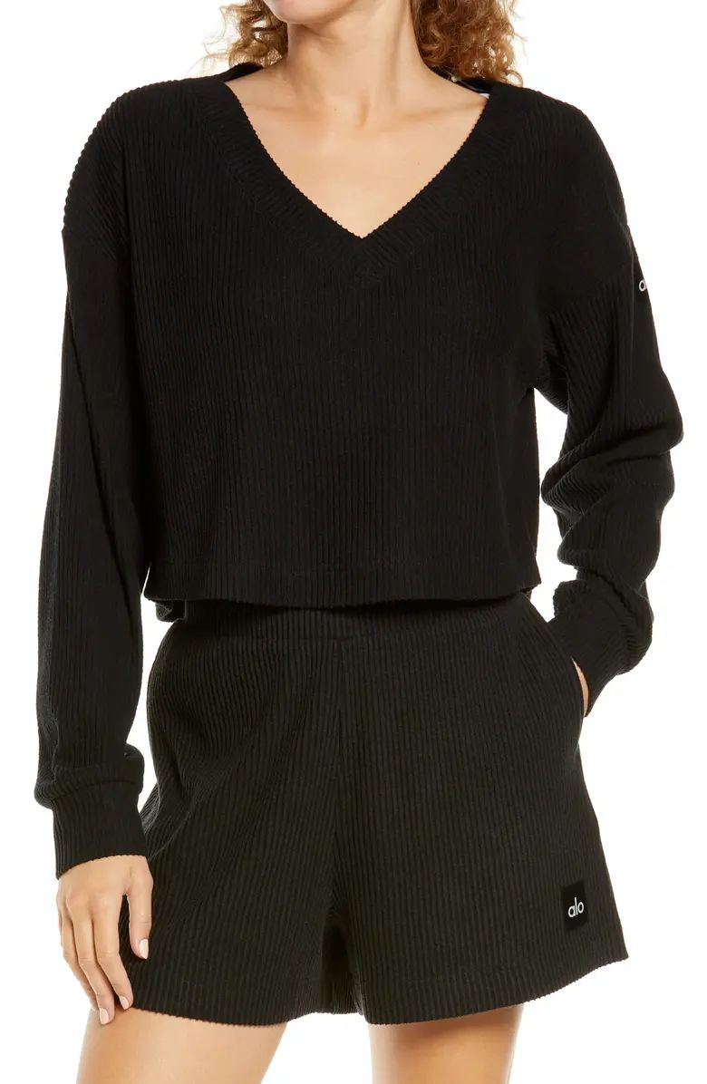 Alo Muse Ribbed Crop Pullover | Nordstrom | Nordstrom