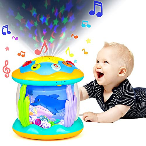 Baby Toys 6 to 12 Months Musical Light Up Tummy Time Infant Toys 3-6 7 8 9 12-18 Months Crawling Toys Ocean Rotating Projector Baby Gifts for 1 2 3 Year Old Boy Girl Birthday Toddlers Kids | Amazon (US)
