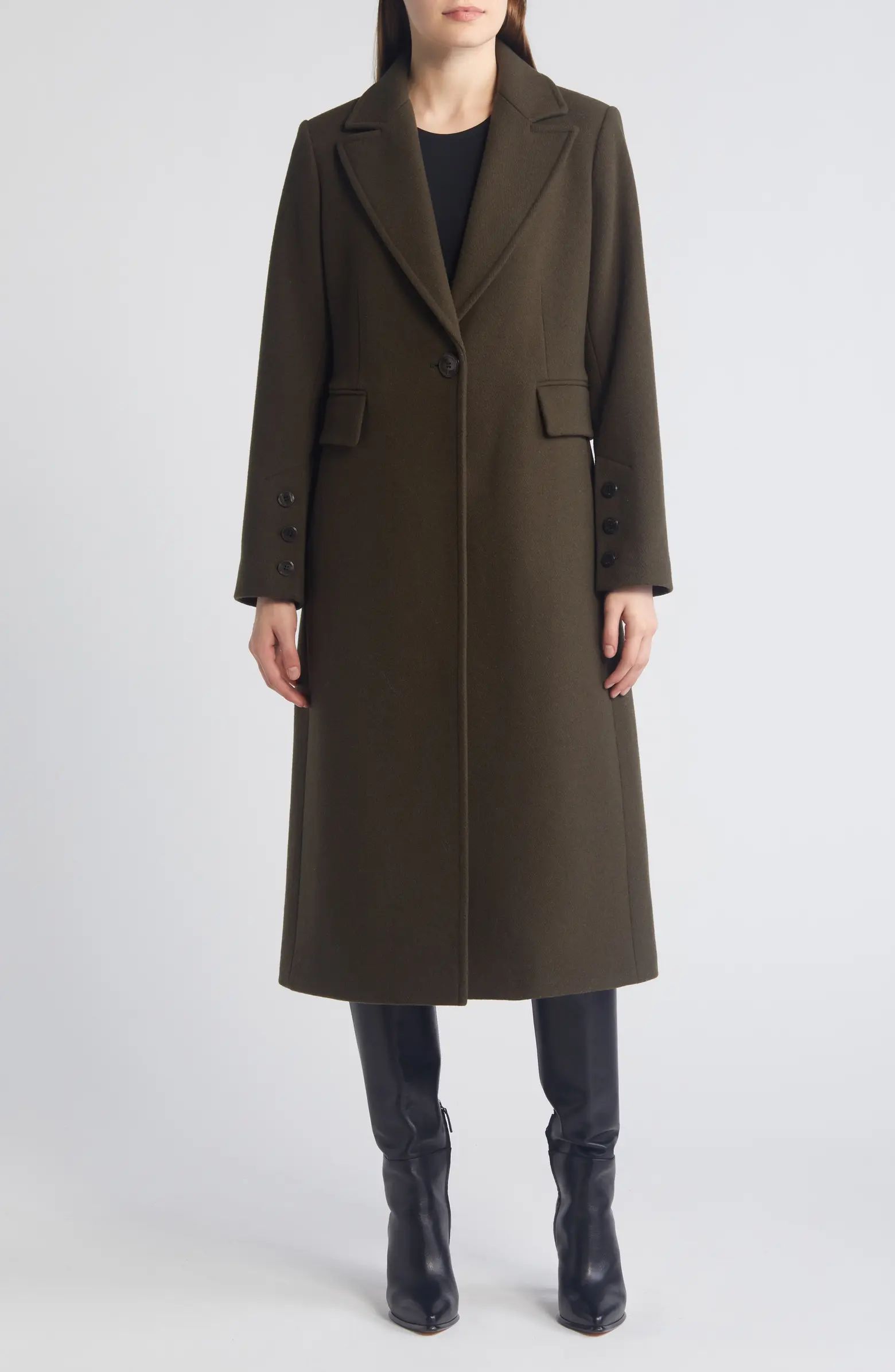 Single Breasted Wool Blend Reefer Coat | Nordstrom