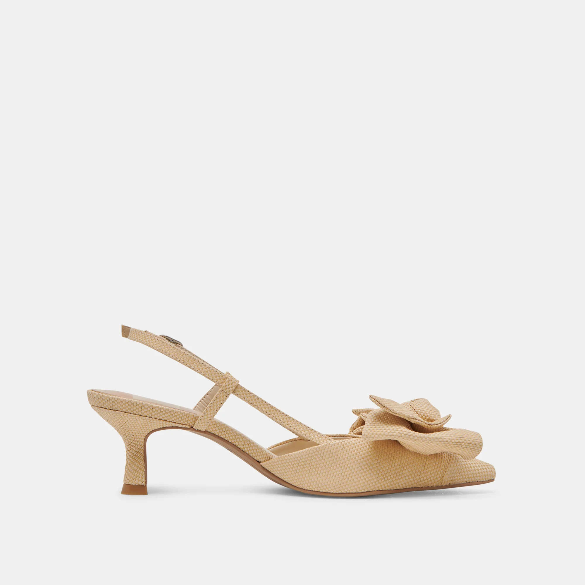 Odela Bow Heels Natural Woven Raffia | DolceVita.com