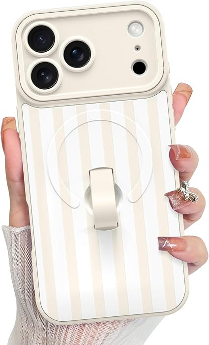 KANGHAR Compatible with iPhone 17 Pro Max Case, Support for MagSafe, Silicone Stripes Cute Patter... | Amazon (US)