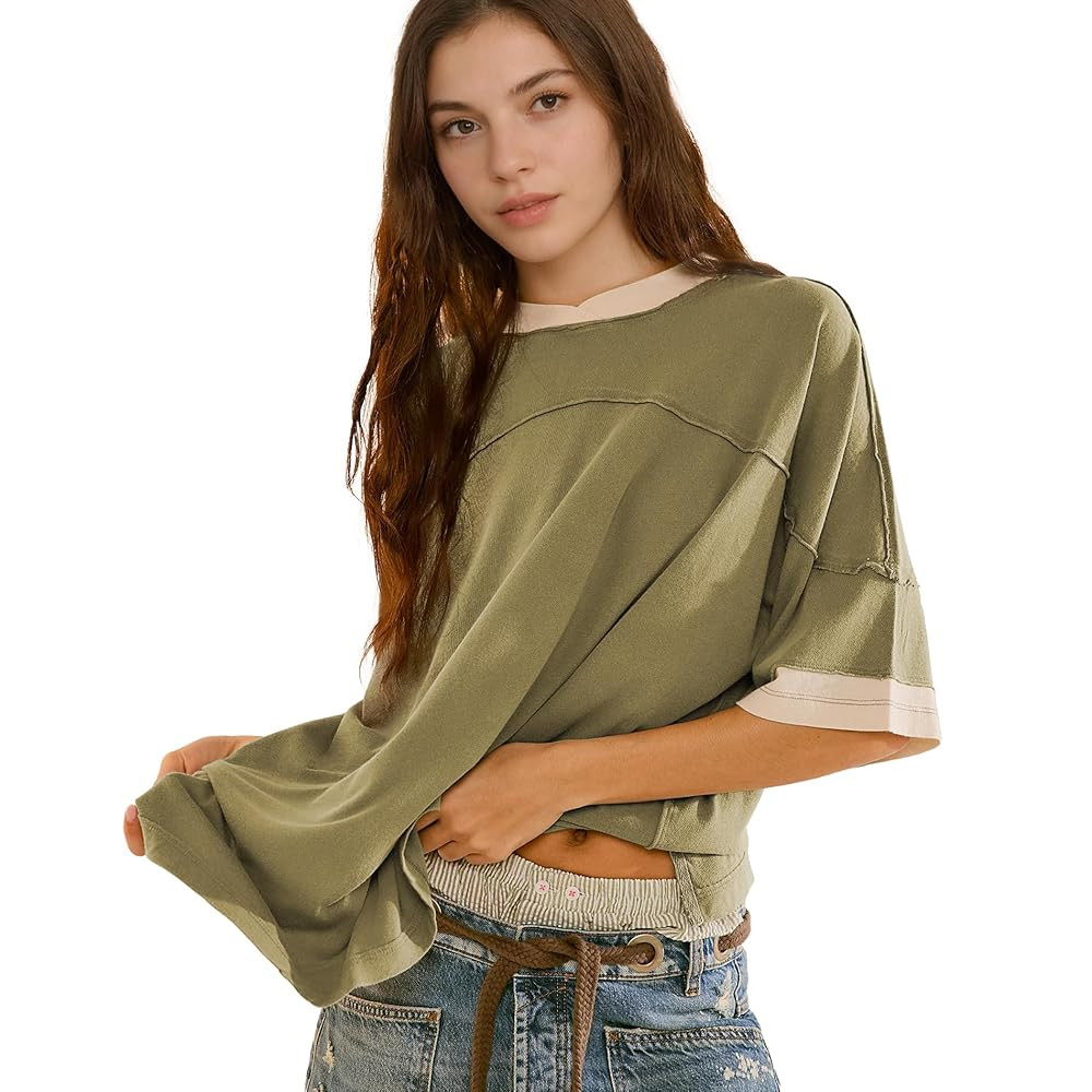 Songling Womens 3/4 Length Sleeve Casual Loose Fit Summer Tee Shirt Basics Cotton t Shirts Trendy... | Amazon (US)