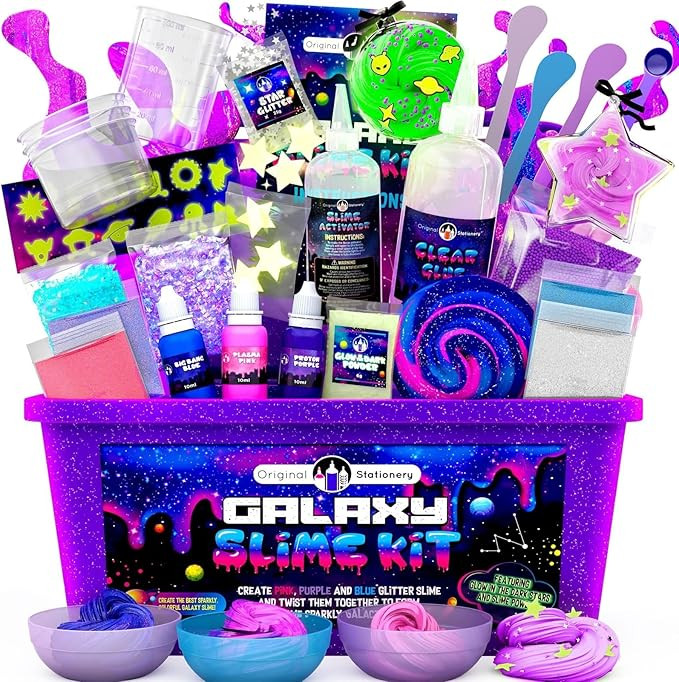 Original Stationery Galaxy Slime Kit for Kids Ages 8–12, DIY Space Slime Set with Glow-in-the-D... | Amazon (US)