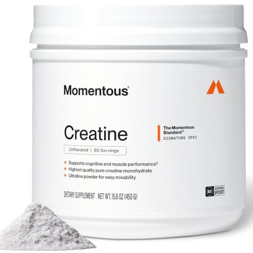 Momentous Creatine Monohydrate Powder - Creatine Powder - Supports Strength, Lean Muscle, & Recovery for Men & Women - NSF Certified for Sport - 5 g per Serving - 90 Servings | Amazon (US)