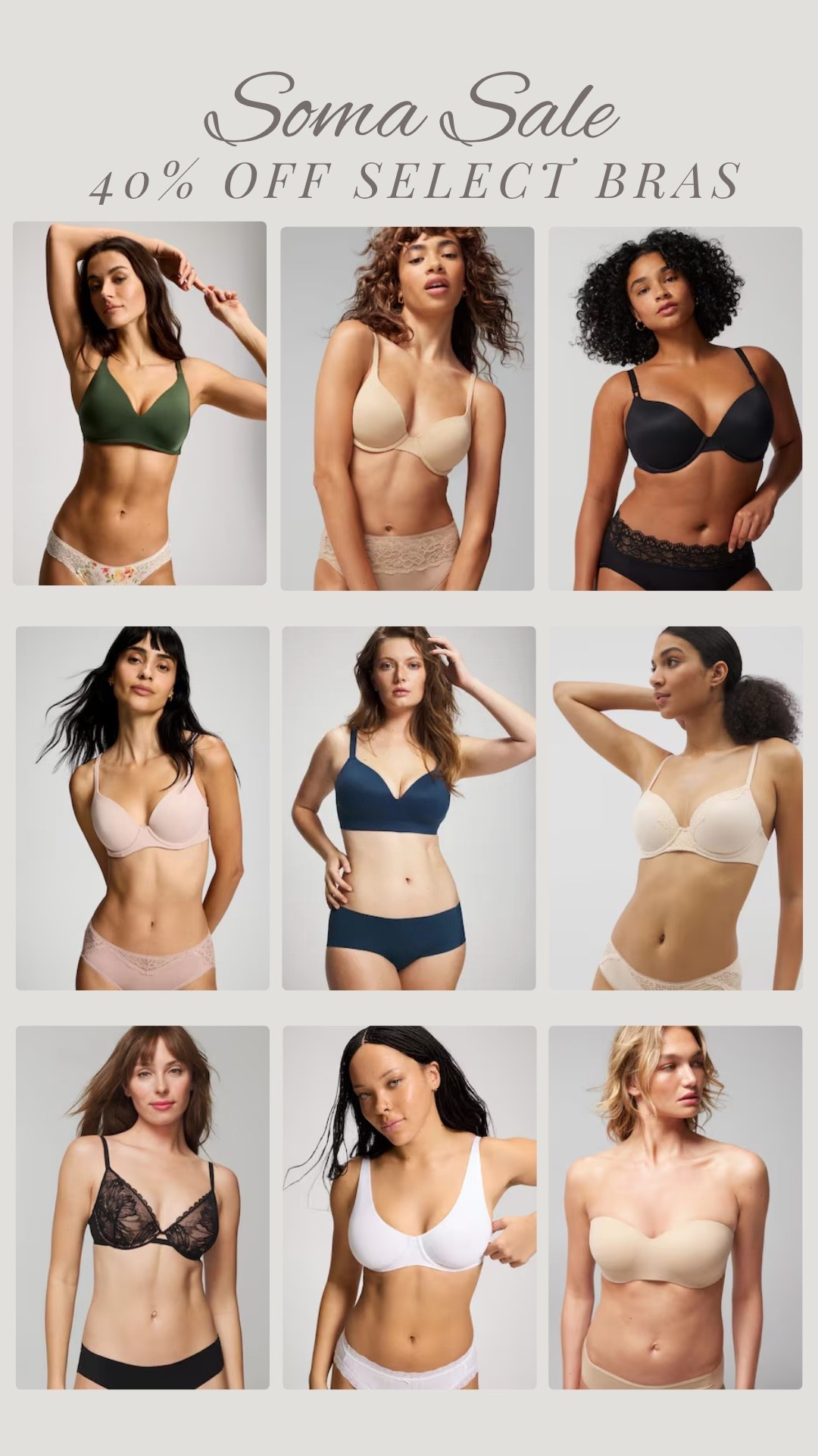 40% off select bra sale at Soma!



#LTKSaleAlert