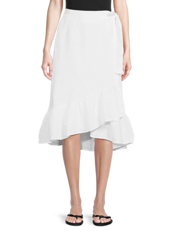 Linen Ruffle Wrap Skirt | Saks Fifth Avenue OFF 5TH