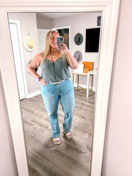 A light wash straight leg jean is perfect for spring outfits. These jeans are made to fit curves and come in regular and plus sizes as well as extra short, short, regular, tall, and extra tall. I styled with a chunky pair of white sandals and a cami tank top. 

I’m wearing a 35L (Size 20 long) in the jeans. They have only a little stretch so I size up one. I’m normally an 18. Sandals fit TTS. 

Size 18 
Size 20
Plus size jeans 
Jeans outfit 
Plus size outfit 
Plus size style 
White sandals
Spring outfit 


#LTKSeasonal #LTKOver40 #LTKPlusSize