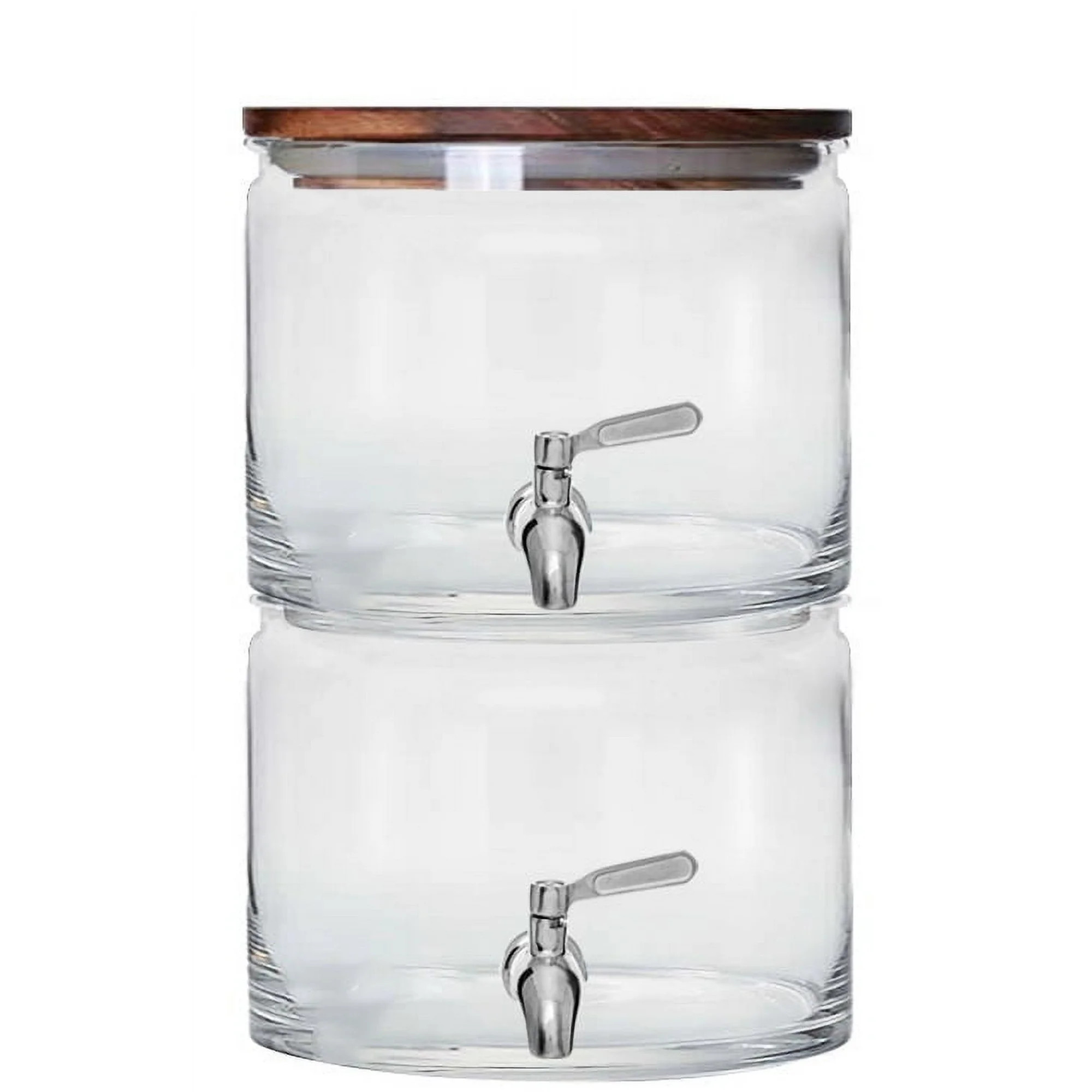 Better Homes & Gardens 240oz Stacking Glass Beverage Dispenser with Acacia Wood Lid | Walmart (US)