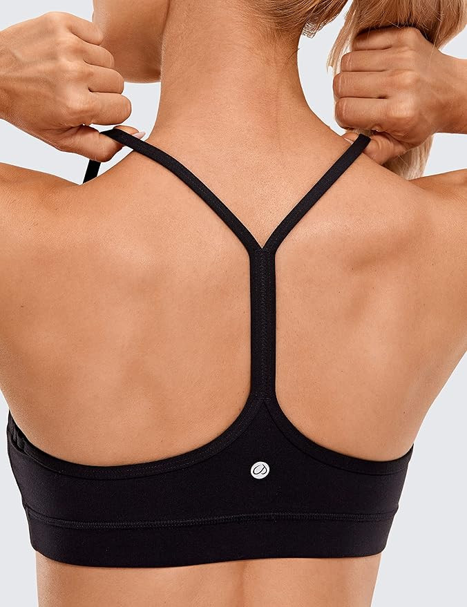 CRZ YOGA Womens Butterluxe Y Back Sports Bra - Padded Racerback Low Impact Spaghetti Thin Strap W... | Amazon (US)