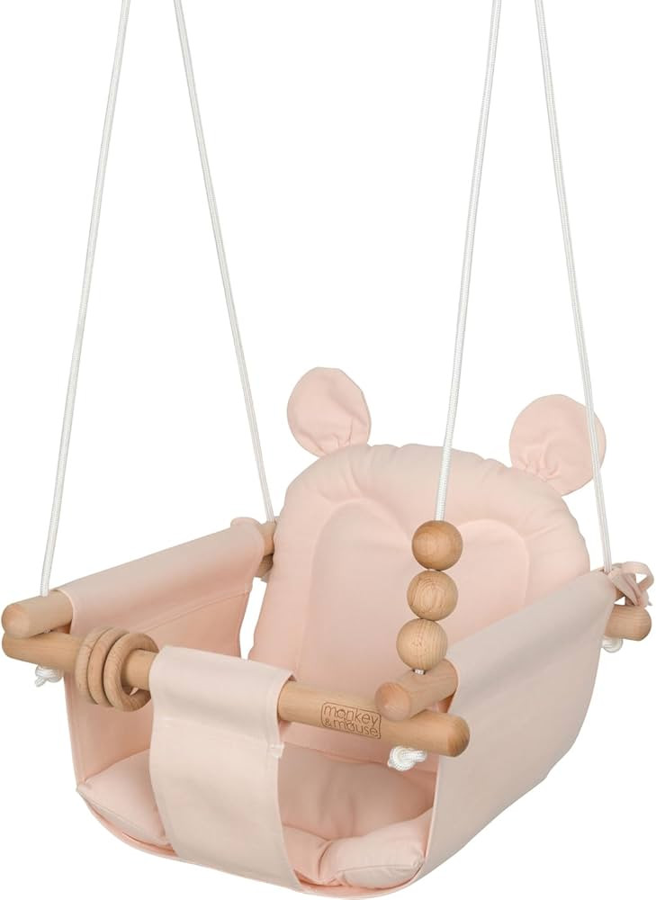 Monkey & Mouse Baby Swing, Pale Pink Indoor Outdoor Portable Hanging Chair - Infant & Toddler Kid... | Amazon (US)
