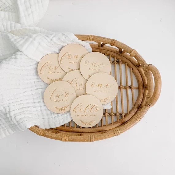 Baby Milestone Cards / Wooden Milestone Baby Cards / Engraved Milestone Prop / Monthly Baby Idea ... | Etsy (US)