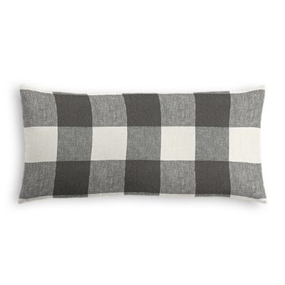Gray & White Buffalo Check Lumbar Pillow | Loom Decor