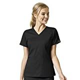 WonderWink Womens Women's Four Pocket V-Neck Top Medical Scrubs Shirt, Black, 4X US | Amazon (US)
