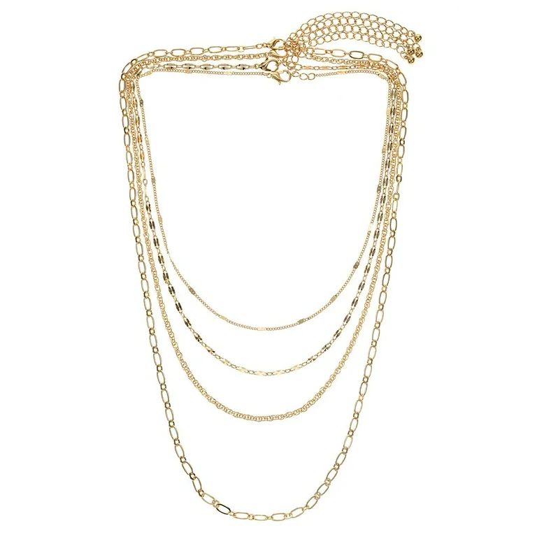 Solutions Goldtone Finish Chain Necklace Set, 4 Pieces - Walmart.com | Walmart (US)