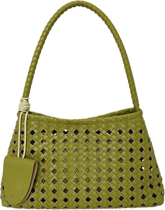 Woven Hobo Bag for Women Faux Leather Top Handle Bucket Shoulder Bag & Underarm Handbag Purse for... | Amazon (US)