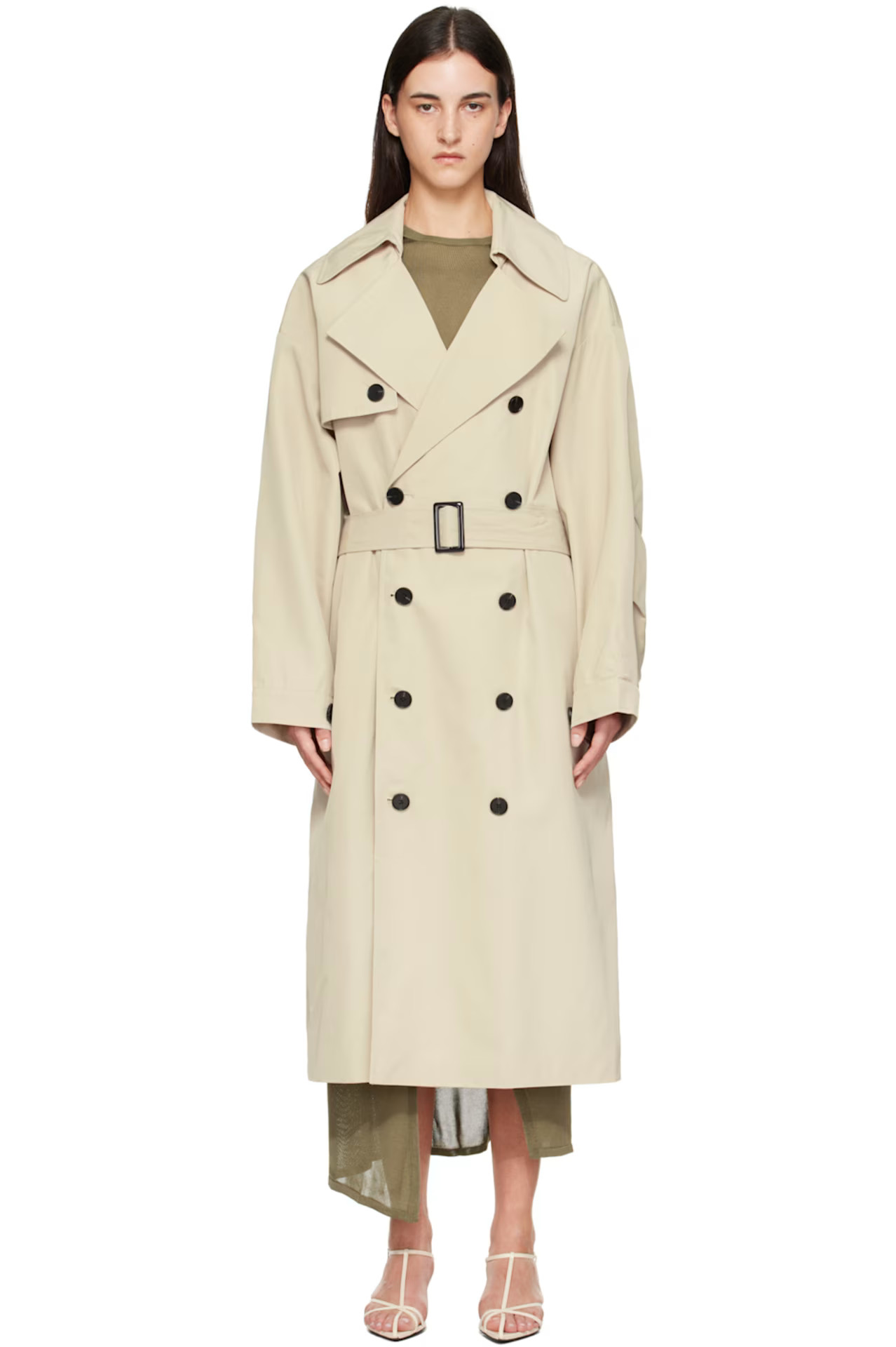Beige Mavis Oversized Trench Coat | SSENSE