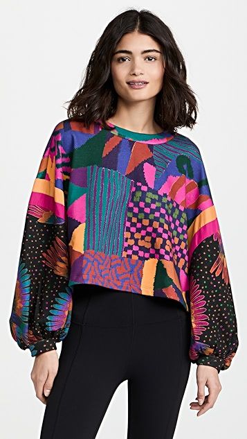 Abstract Patches Crop Sweatshirt | Shopbop