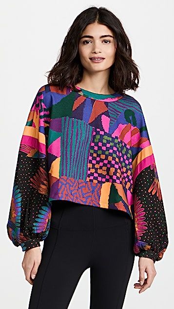 Abstract Patches Crop Sweatshirt | Shopbop