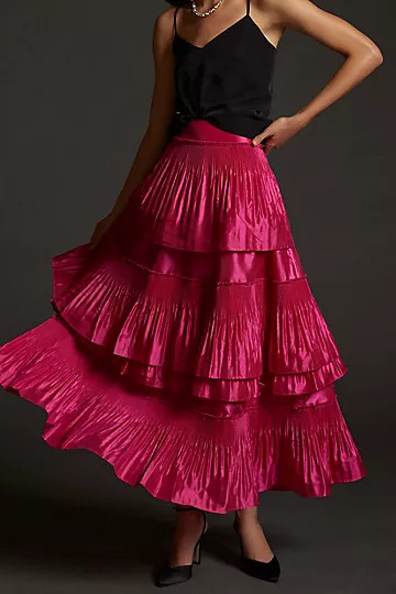 Tiered Pintucked Maxi Skirt | Anthropologie (US)