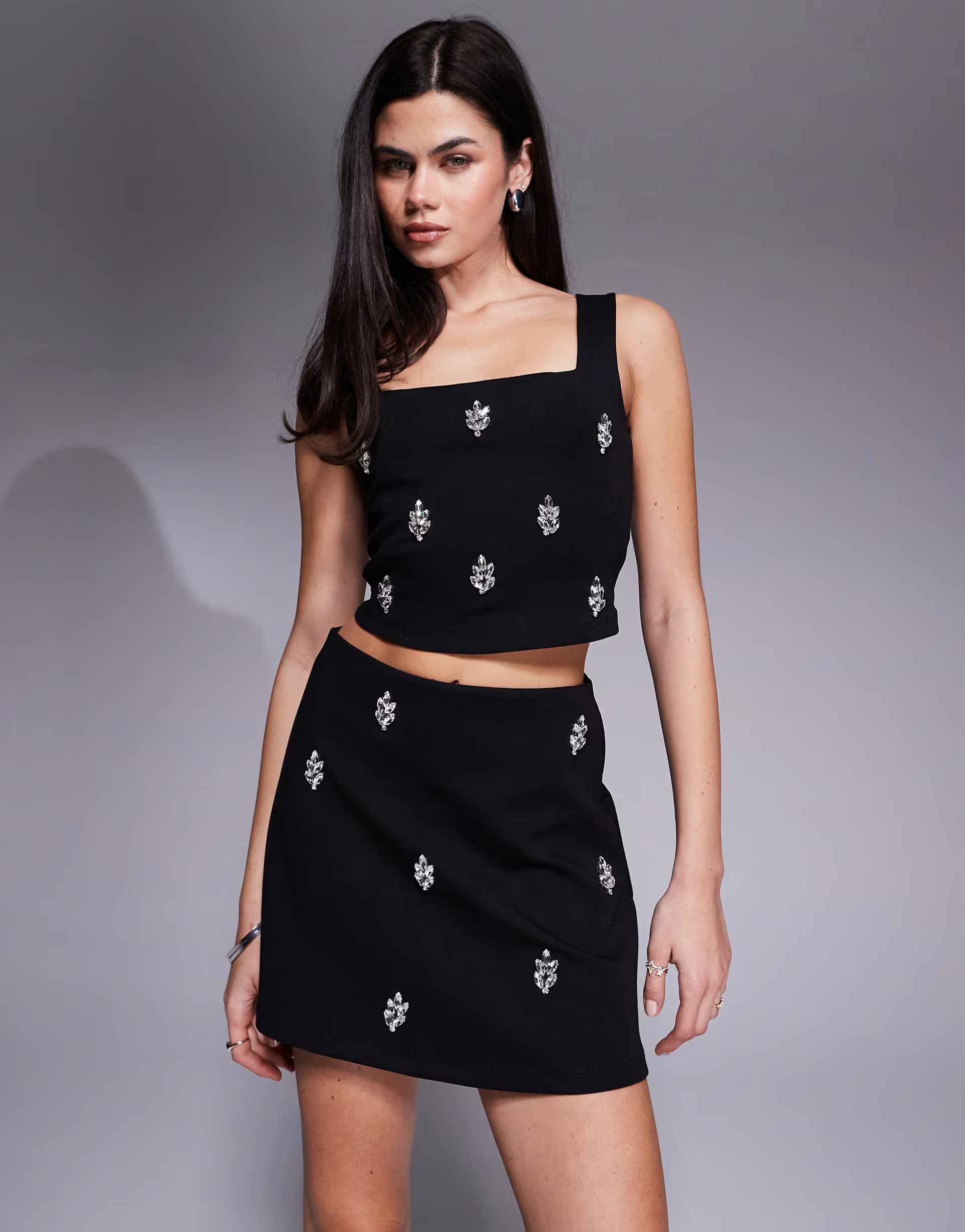 New Look co-ord embellished velvet mini skirt in black | ASOS | ASOS (Global)