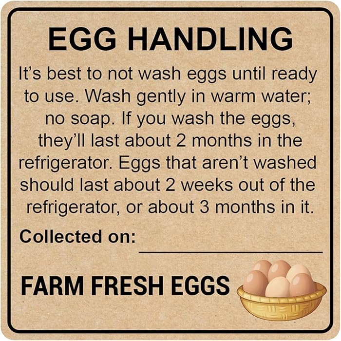 Farm Fresh Egg Handling Instruction Sticker, 2 inch, 300pcs, Kraft Paper, Brown, Removable, Easy ... | Amazon (US)