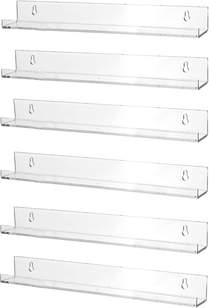 Amazon.com: Sooyee 6 Pack Acrylic Shelves,15 Inch Floating Bookshelf Wall for Kids Room,Picture L... | Amazon (US)