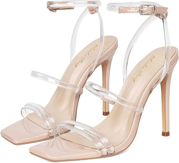 Elisabet Tang 4 inch Stylish Ankle Strap Stiletto Sandals for Women - Sexy Square Open toe Gladia... | Amazon (US)