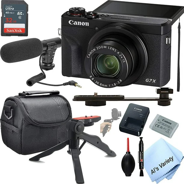 Canon PowerShot G7 X Mark III Digital Camera Video Kit,Shot Gun Microphone32GB SD Card, Case, Tri... | Walmart (US)