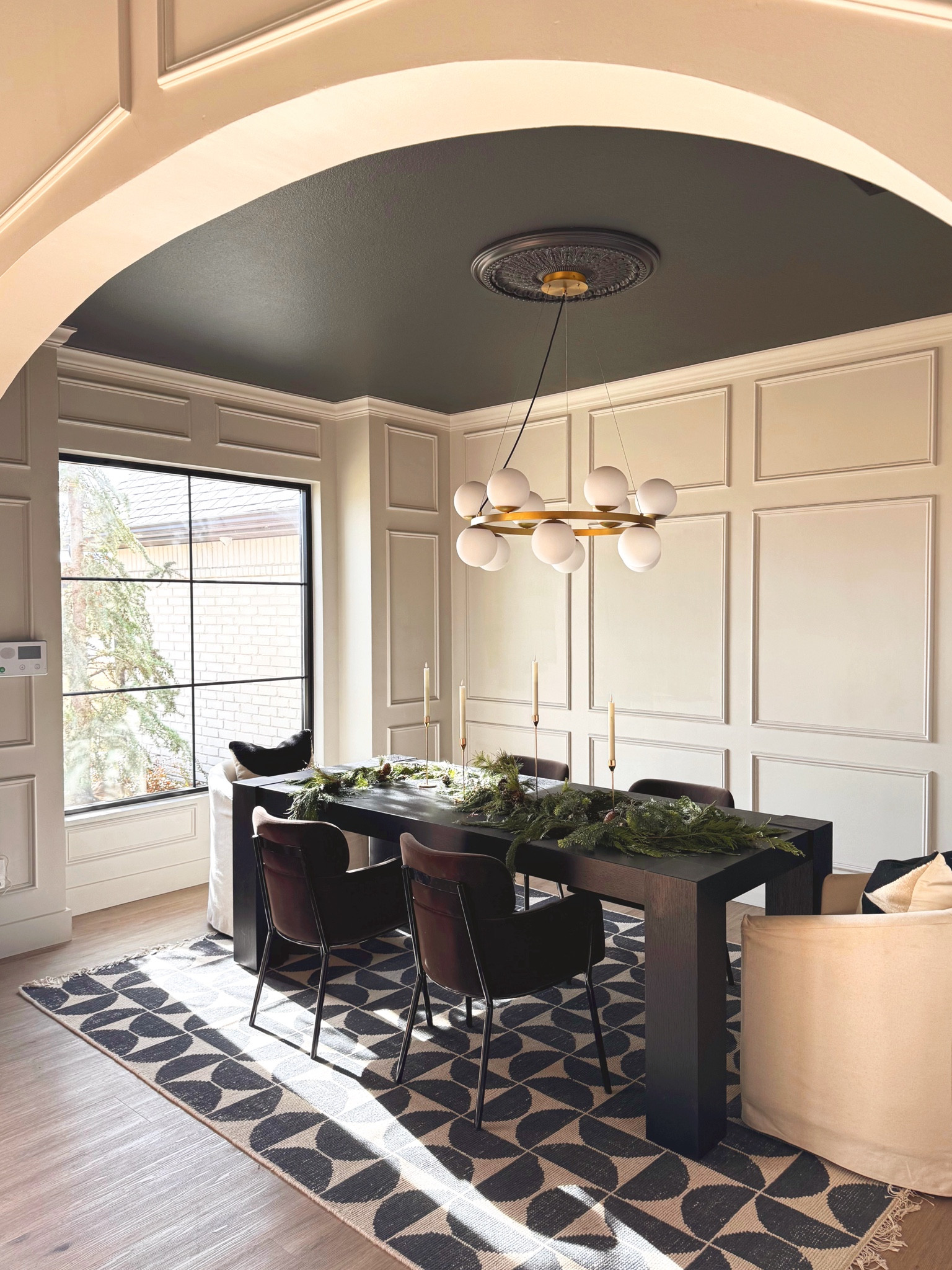 Simple. Elegant. Dining room decor. 
Ceiling color SW iron ore
Walls SW Agreeable Gray

#LTKHoliday #LTKhome #LTKSeasonal
