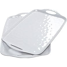 TP Serving Tray with Handles, Large Rectangle Melamine Serving Platter Set of 2, White (19” x 1... | Amazon (US)