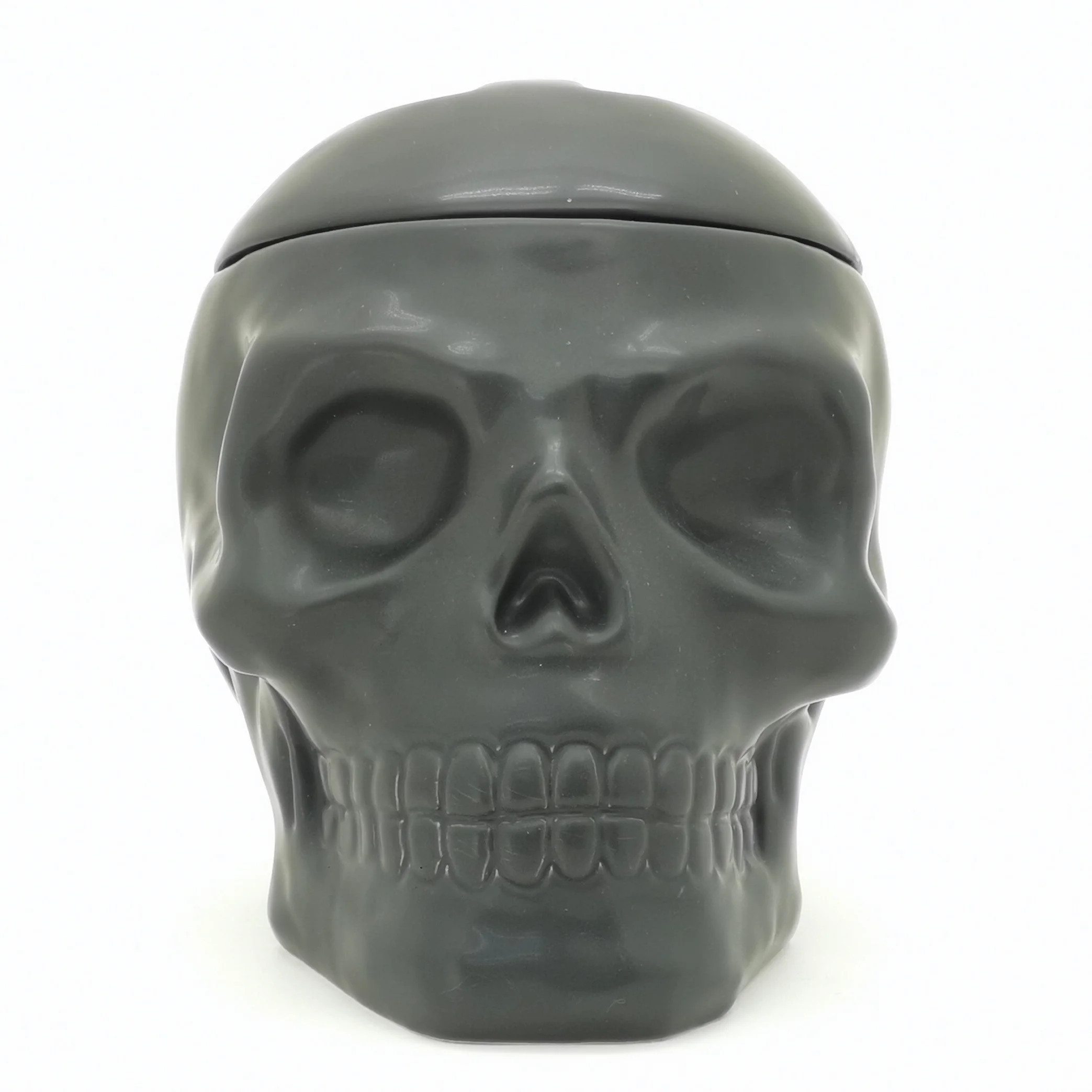 Way to Celebrate! Skull Treat Jar, Black Earthenware, 6.3" H, 24 fl oz capaity | Walmart (US)