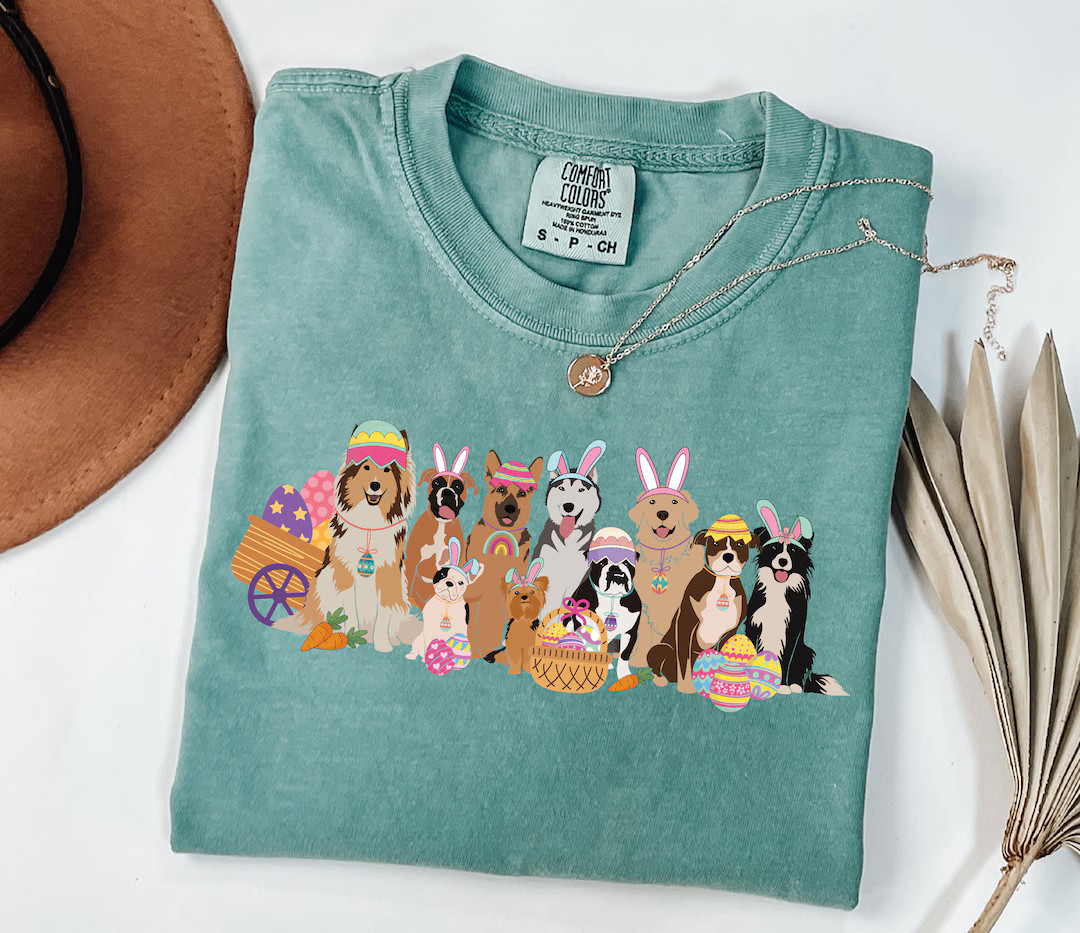 Comfort Colors® Cute Easter Dogs Shirt, Easter Dogs Shirt, Womens Dog Lover Easter Gift, Funny E... | Etsy (US)