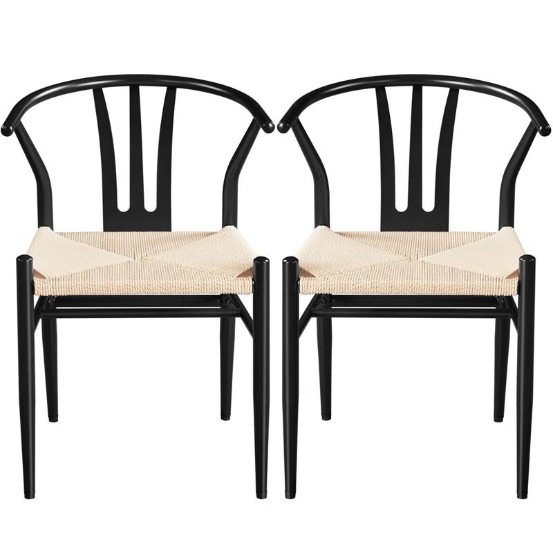 Eipper Slat Back Stacking Side Chair in Black (Set of 2) | Wayfair North America